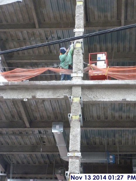 Welded clips along the column at the 3rd floor North Elevation